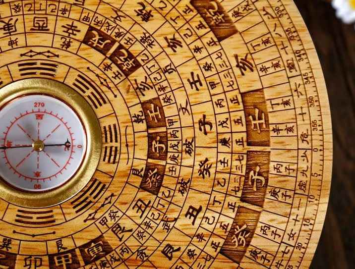 Sacred Peach Wood Geomantic Compass (Taoist Feng Shui Divination Tool – 15cm Edition)