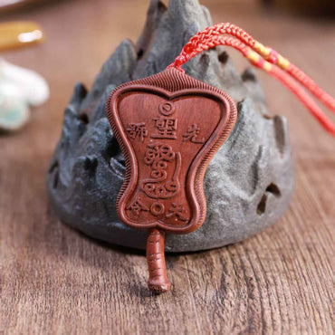 Thunderstruck Jujube Wood Five Enlightenment Fan Pendant