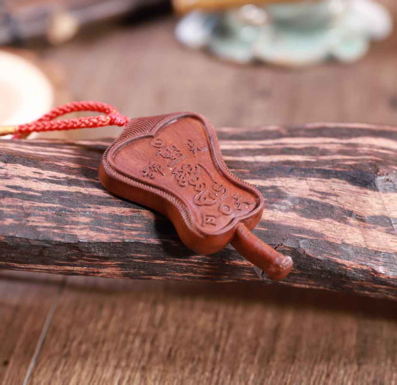 Thunderstruck Jujube Wood Five Enlightenment Fan Pendant