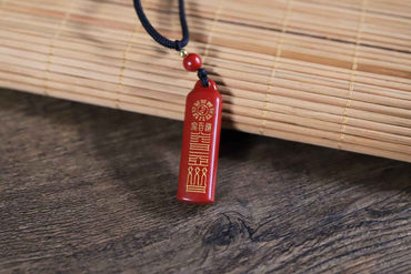 Tian Guan Ci Fu Cinnabar Blessing Pendant - 4cm Sacred Talisman Necklace