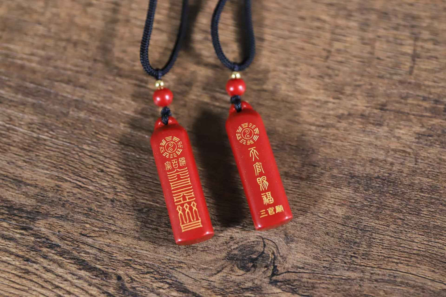 Tian Guan Ci Fu Cinnabar Blessing Pendant - 4cm Sacred Talisman Necklace