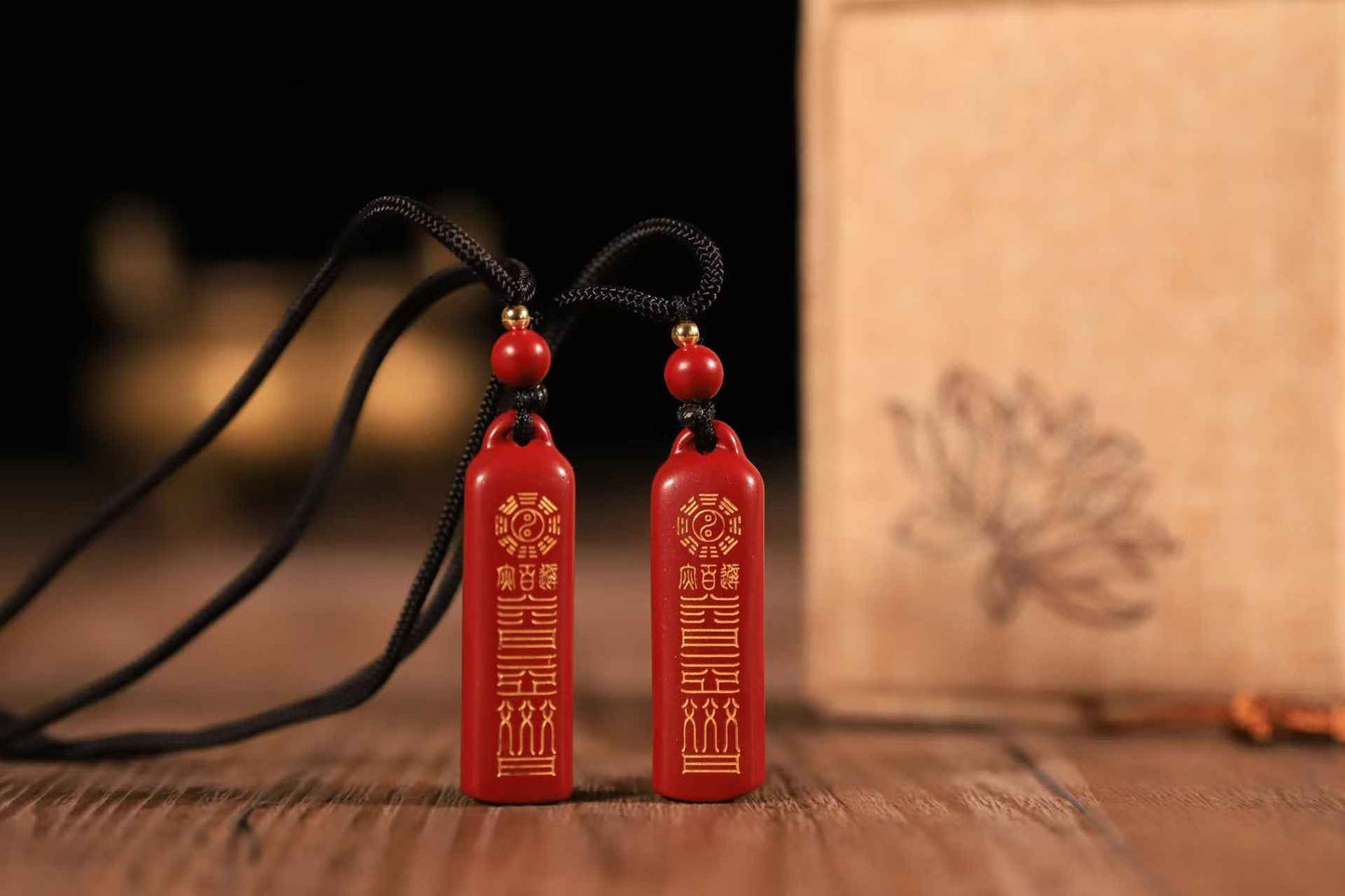 Tian Guan Ci Fu Cinnabar Blessing Pendant - 4cm Sacred Talisman Necklace