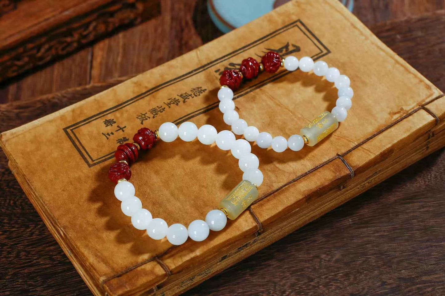 Triple Harmony Zodiac Bracelet – White Jade, Xiuyan Jade & Cinnabar Energy Jewelry