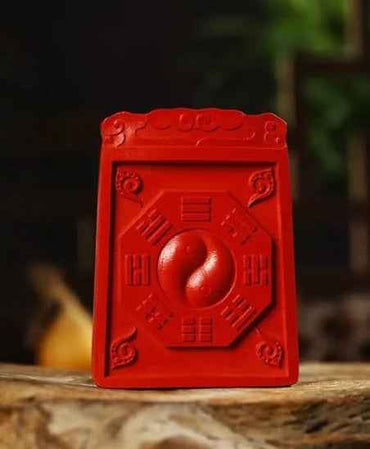 Yin-Yang Cinnabar Amulet with Hidden Eight Immortals – Taoist Talisman for Balance & Protection
