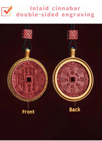 Shan Gui Talisman Pendant | 鑲銀鍍金硃砂山鬼花錢