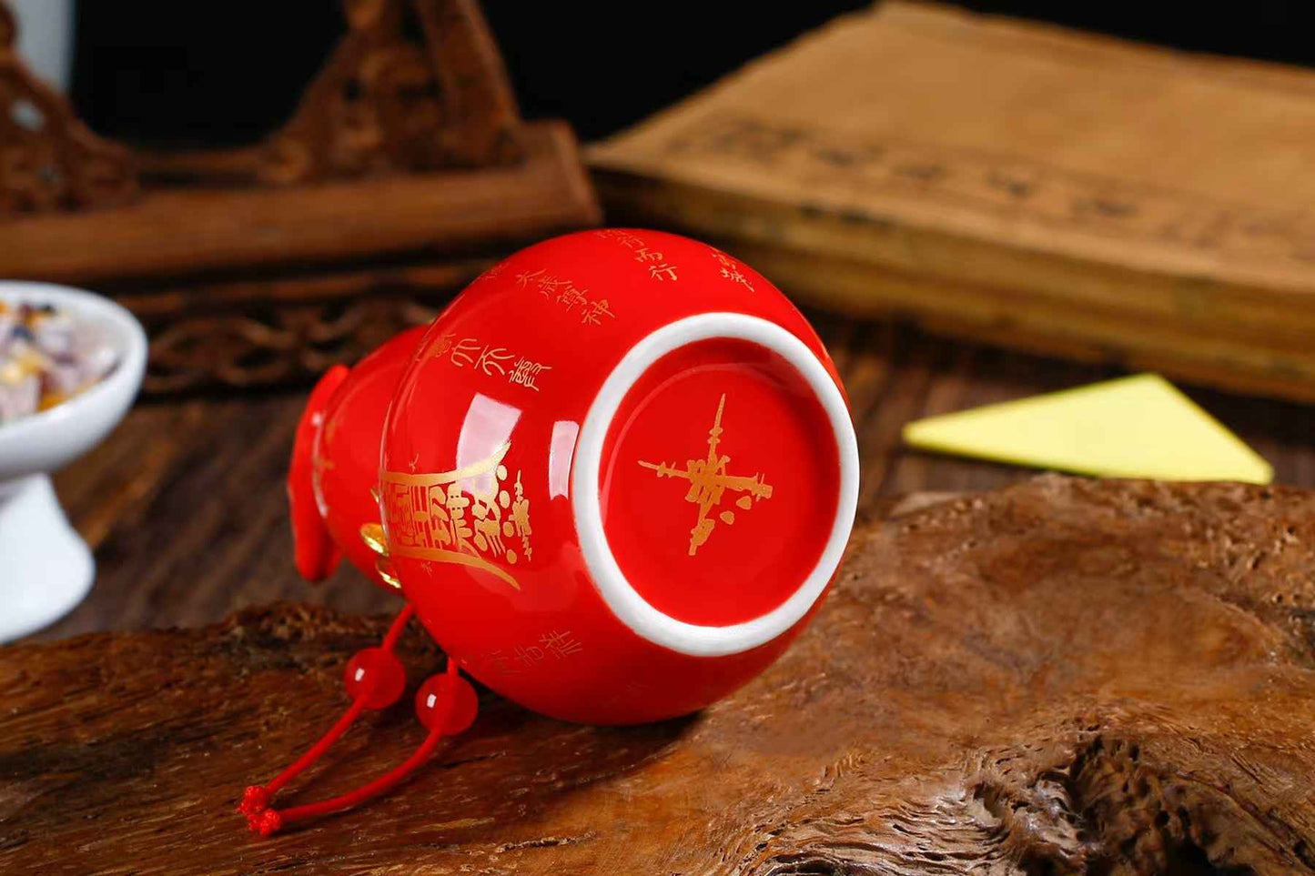 2025 Yi-Si Snake Year Tai Sui Ceramic Gourd - Hand-Painted Harmony Talisman for Snake, Pig, Tiger & Monkey Zodiacs