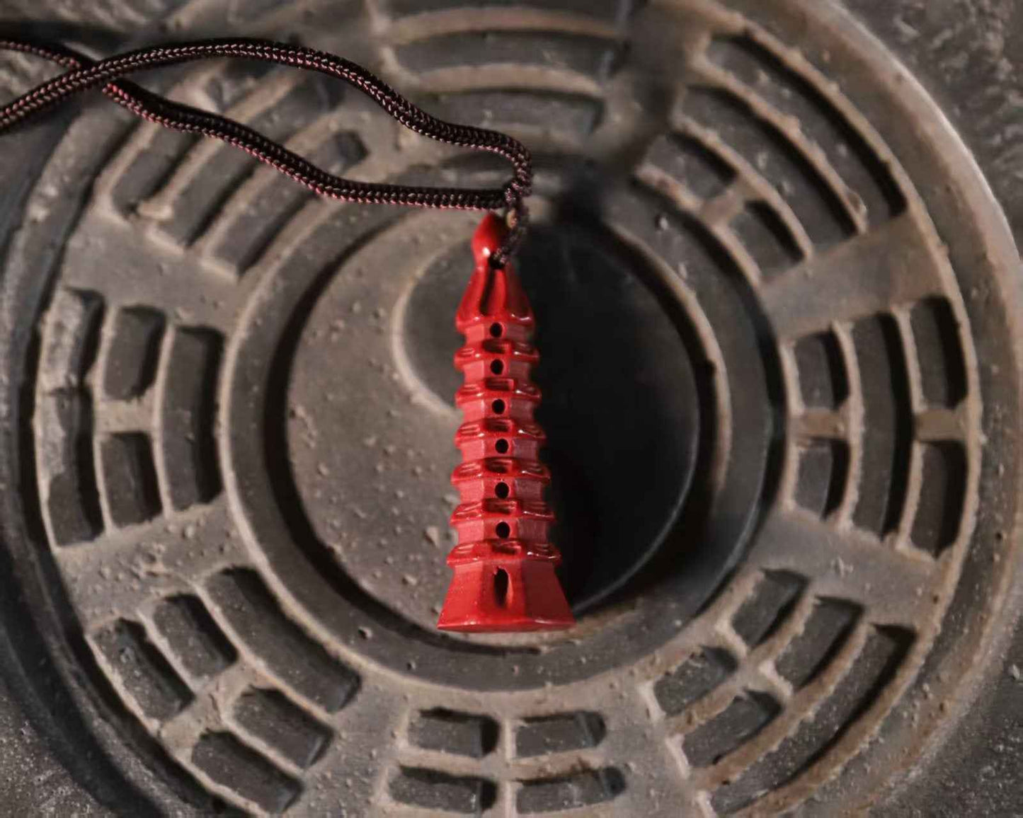 Purple-Gold Cinnabar Wenchang Pagoda Pendant – Scholar’s Wisdom & Academic Success