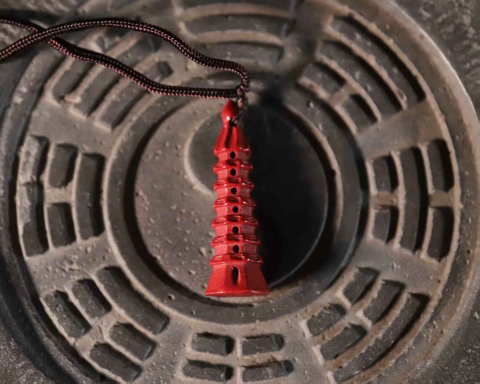 Purple-Gold Cinnabar Wenchang Pagoda Pendant – Scholar’s Wisdom & Academic Success