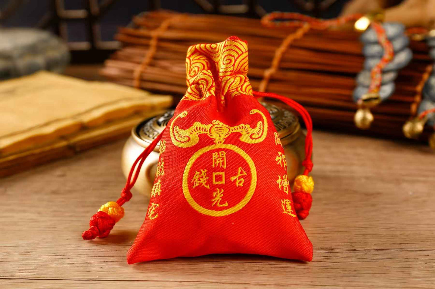Antique-style Five &amp; Six Emperor Coins Amulet – Feng Shui Wealth Charm Hanging Decor