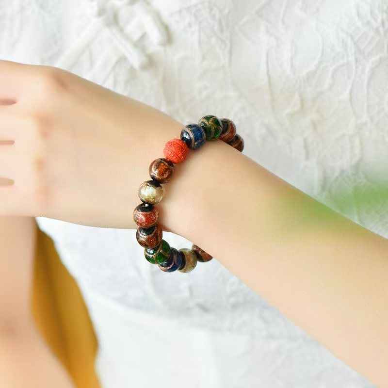 Ash-Glazed Glass Beads Bracelet – Ancient Kiln-Fired Craftsmanship &amp; Ethereal Elegance