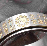 Big Dipper Spinner Ring - Yin Yang & Cosmic Scripture Engraved Titanium Steel Jewelry (18mm)