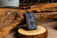 Celestial Master Zhang Ebony Talisman - Multi-Function Taoist Ritual Plaque (5×3×0.8cm)