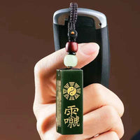 Celestial Triad Hetian Jade Pendant - Wealth, Authority & Wisdom Talisman (46x15.5mm)
