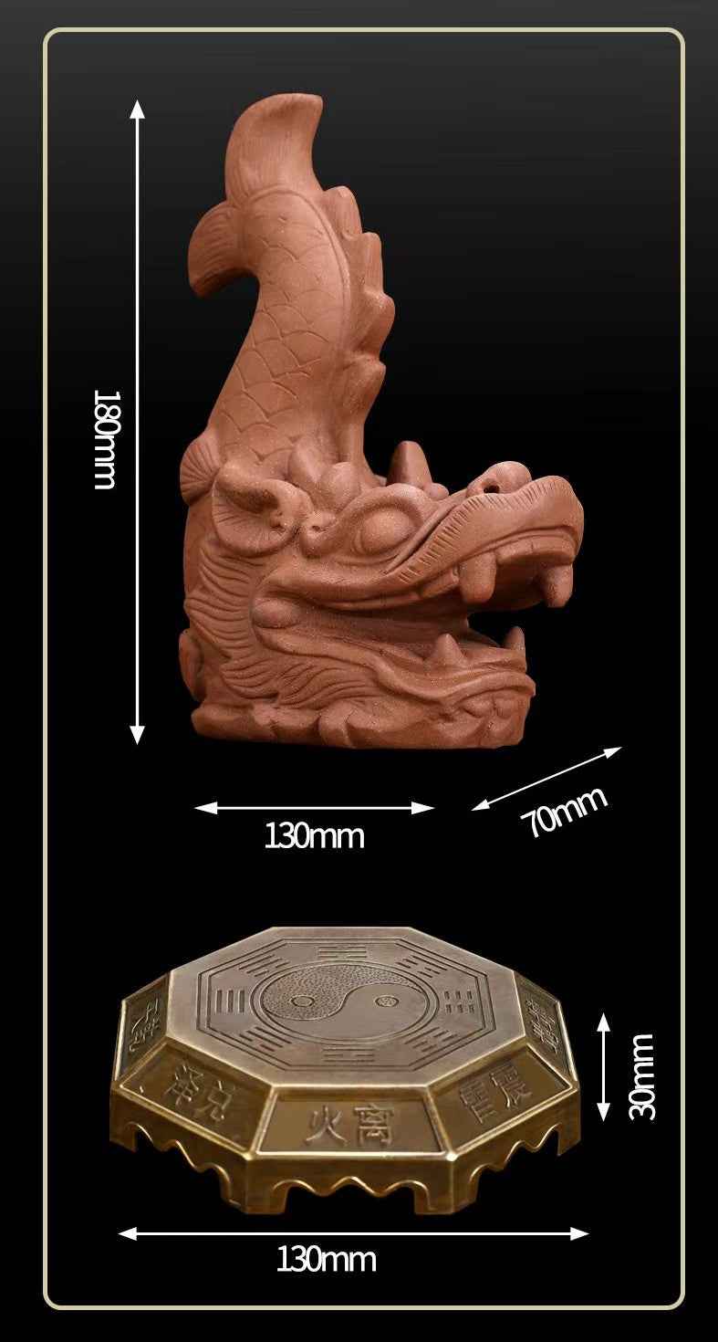 Chiwen Ceramic Feng Shui Statue – Fire-Dispelling Guardian for "Fire over Heaven Gate" (180mm)