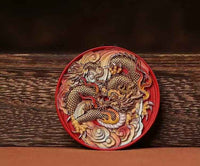 Cinnabar Dragon Talisman Pendant - Hand-Painted & Micro-Carved Spiritual Jewelry (38.5mm｜5.5mm)