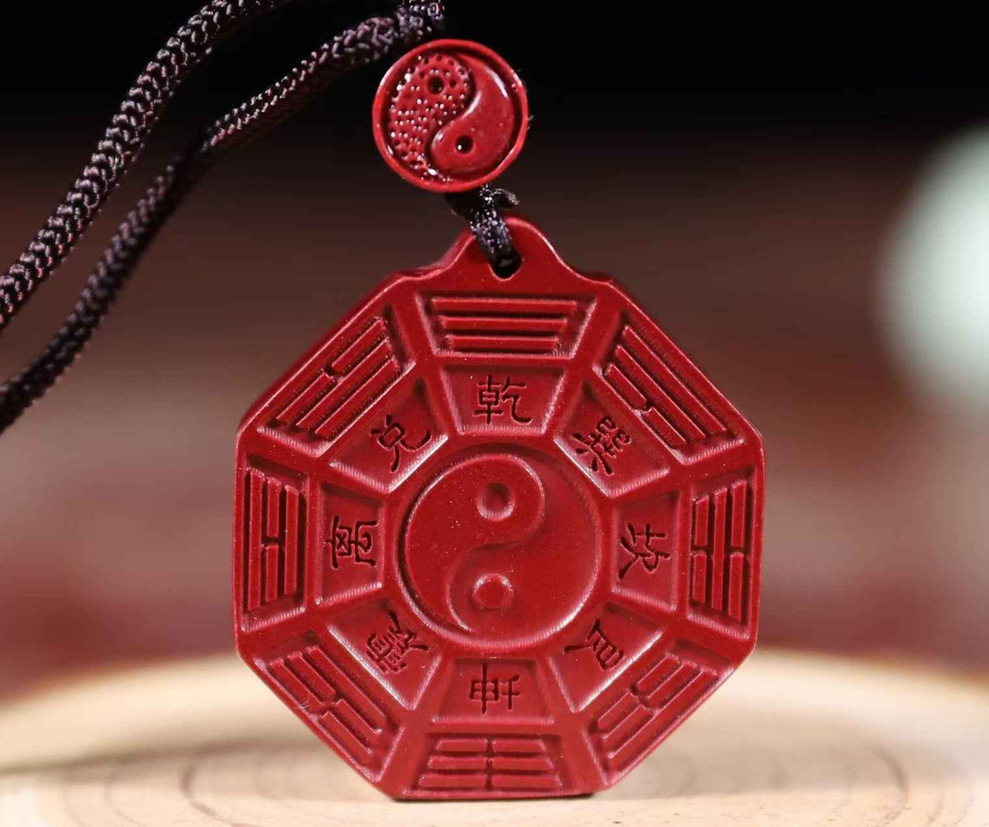 Cinnabar Taiji Bagua Pendant – Cosmic Harmony & Spiritual