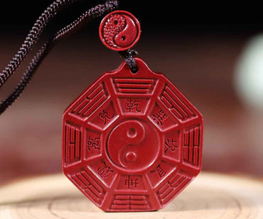 Cinnabar Taiji Bagua Pendant – Cosmic Harmony & Spiritual