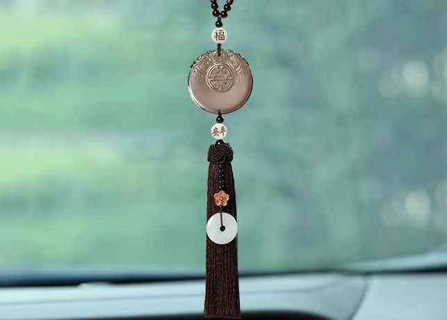 Double Dragon Obsidian Car Charm