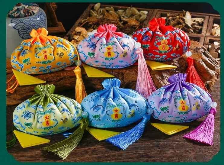 Dragon Boat Festival Herbal Sachet – Brocade Amulet with Anti-Evil Talisman (11x10cm)