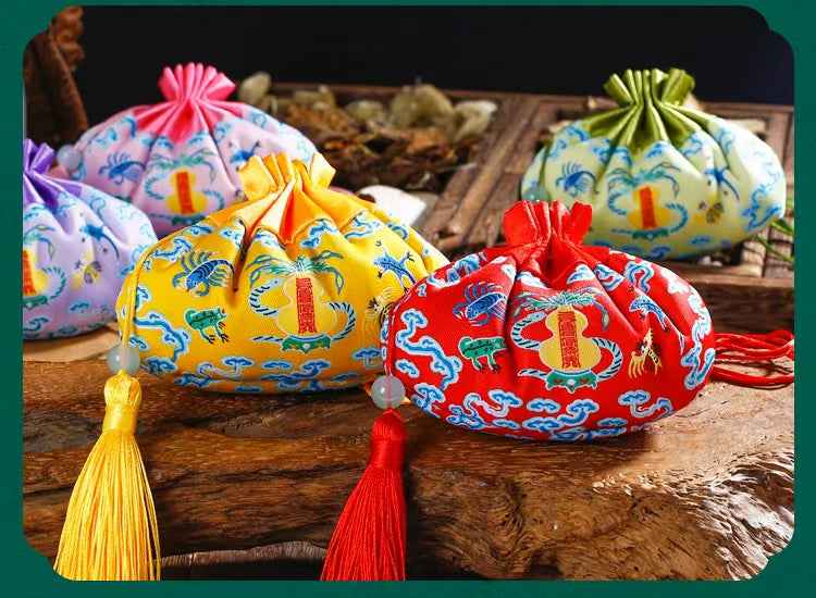 Dragon Boat Festival Herbal Sachet – Brocade Amulet with Anti-Evil Talisman (11x10cm)