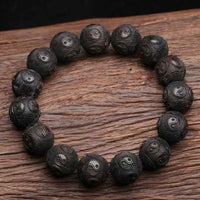 Ebony Taiji Bagua Bracelet - Yin Yang Carved Wooden Beads with Cosmic Harmony (15mm/20mm Sizes)