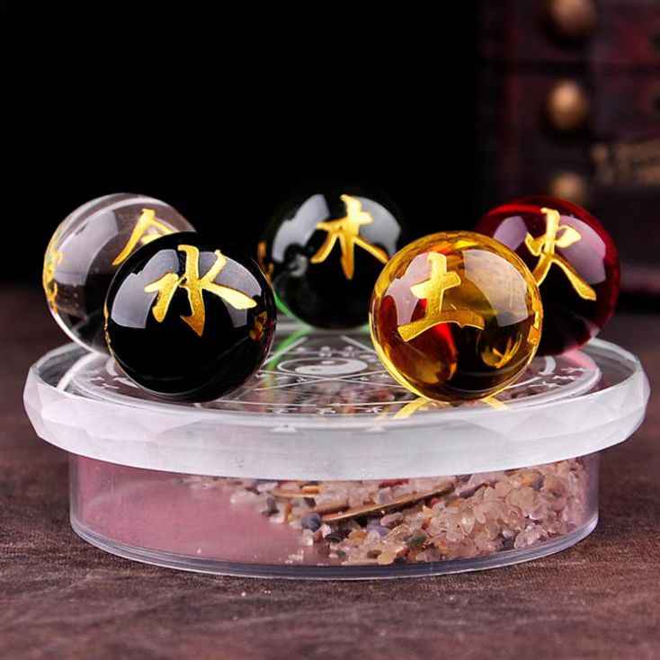 Five-Element Crystal Energy Grid – Harmonizing Feng Shui Crystal Array with Wooden Base