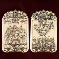 Five Paths Wealth Gods Brass Altar Set - Solid Copper Feng Shui Statue with Guardian Beasts (428g｜Ritual-Grade)