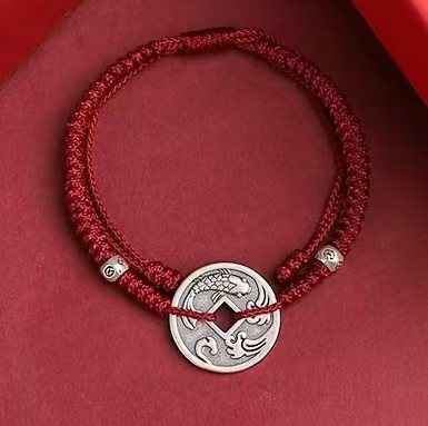 Lucky Koi Scholar Charm | S925 Sterling Silver Ancient Coin Pendant (18.5mm｜2.2g)