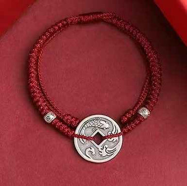Lucky Koi Scholar Charm | S925 Sterling Silver Ancient Coin Pendant (18.5mm｜2.2g)