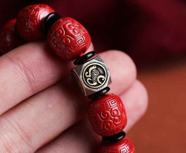 Four Celestial Guardians Cinnabar Bracelet – Divine Protection &amp; Cosmic Harmony