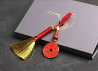 Golden Broom Misfortune-Cleansing Talisman (Bagua Coin Charm for Repelling Petty Enemies &amp; Bad Luck)