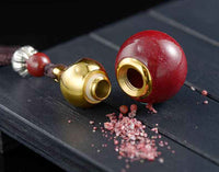 Golden Cinnabar Gourd Pendant with Sacred Mantra Projection
