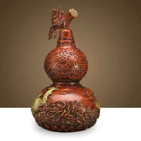 Hand-Painted Brass Dragon-Phoenix Gourd Sculpture – Harmonious Feng Shui Talisman in Three Sizes