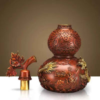 Hand-Painted Brass Dragon-Phoenix Gourd Sculpture – Harmonious Feng Shui Talisman in Three Sizes