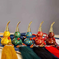 Hand-Painted Brass Gourd Pendant with Urushi Lacquer Art Premium Brass | Traditional Chinese Lacquer Craftsmanship