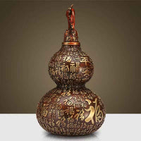 Hand-Painted Brass Hundred Blessings Gourd Sculpture – Feng Shui Prosperity Talisman in Three Sizes