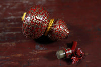 Hand-Painted Brass Hundred Blessings Gourd Sculpture – Feng Shui Prosperity Talisman in Three Sizes