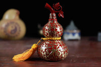 Hand-Painted Brass Hundred Blessings Gourd Sculpture – Feng Shui Prosperity Talisman in Three Sizes