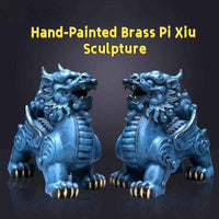 Hand-Painted Brass Pi Xiu Sculpture – Feng Shui Wealth Guardian in Three Sizes