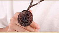 Ice Obsidian Dragon-Phoenix Disc Pendant – Yin-Yang Harmony Talisman (4.9×0.9cm)