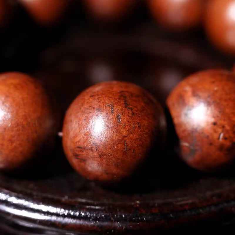 Lightning-Struck Jujube Wood 12-Bead Sacred Mala – Taoist Energy Talisman (2cm Beads)