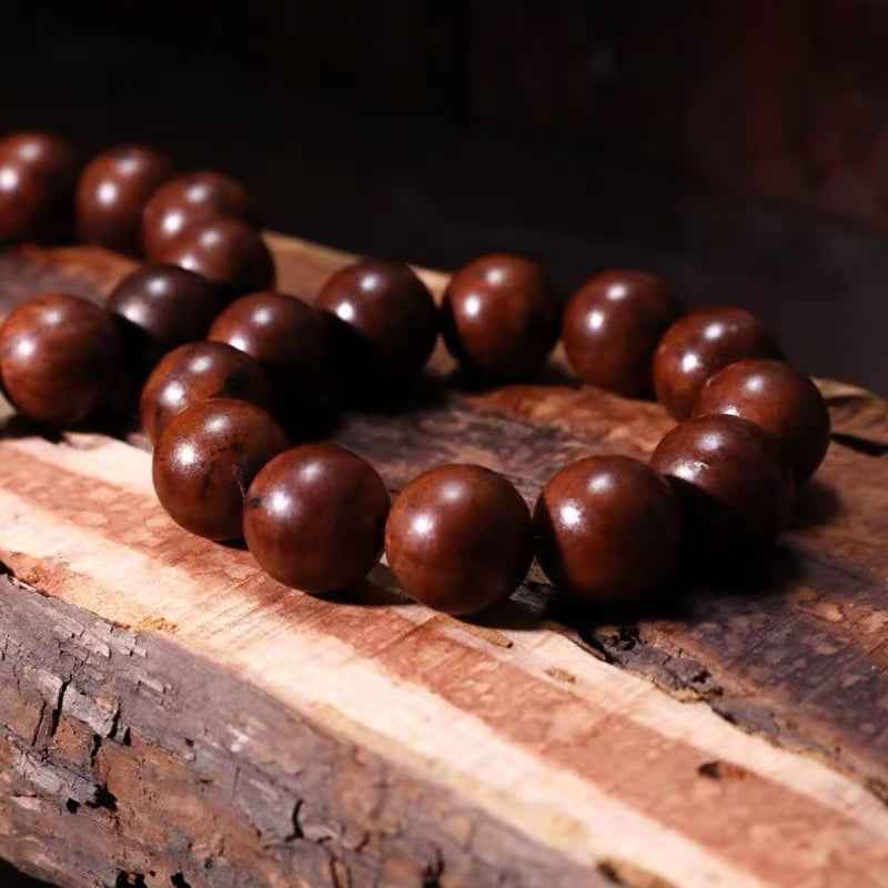 Lightning-Struck Jujube Wood 12-Bead Sacred Mala – Taoist Energy Talisman (2cm Beads)