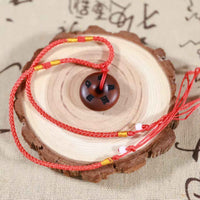 Lightning-Struck Jujube Wood Amulet - Five Sacred Peaks Talisman (2.2cm × 0.9cm