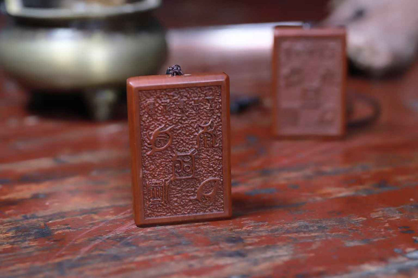 &nbsp;Lightning-Struck Jujube Wood Five Sacred Peaks Talisman – Engraved Taoist Mountain Guardian Plaque