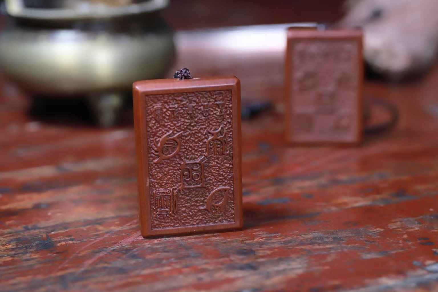 &nbsp;Lightning-Struck Jujube Wood Five Sacred Peaks Talisman – Engraved Taoist Mountain Guardian Plaque