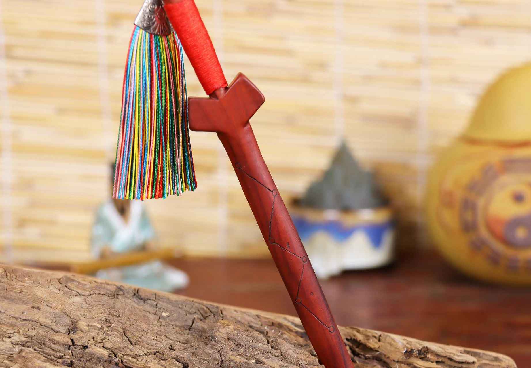 Lightning-Struck Jujube Wood Sword Bookmark – Celestial Guidance &amp; Literary Protection