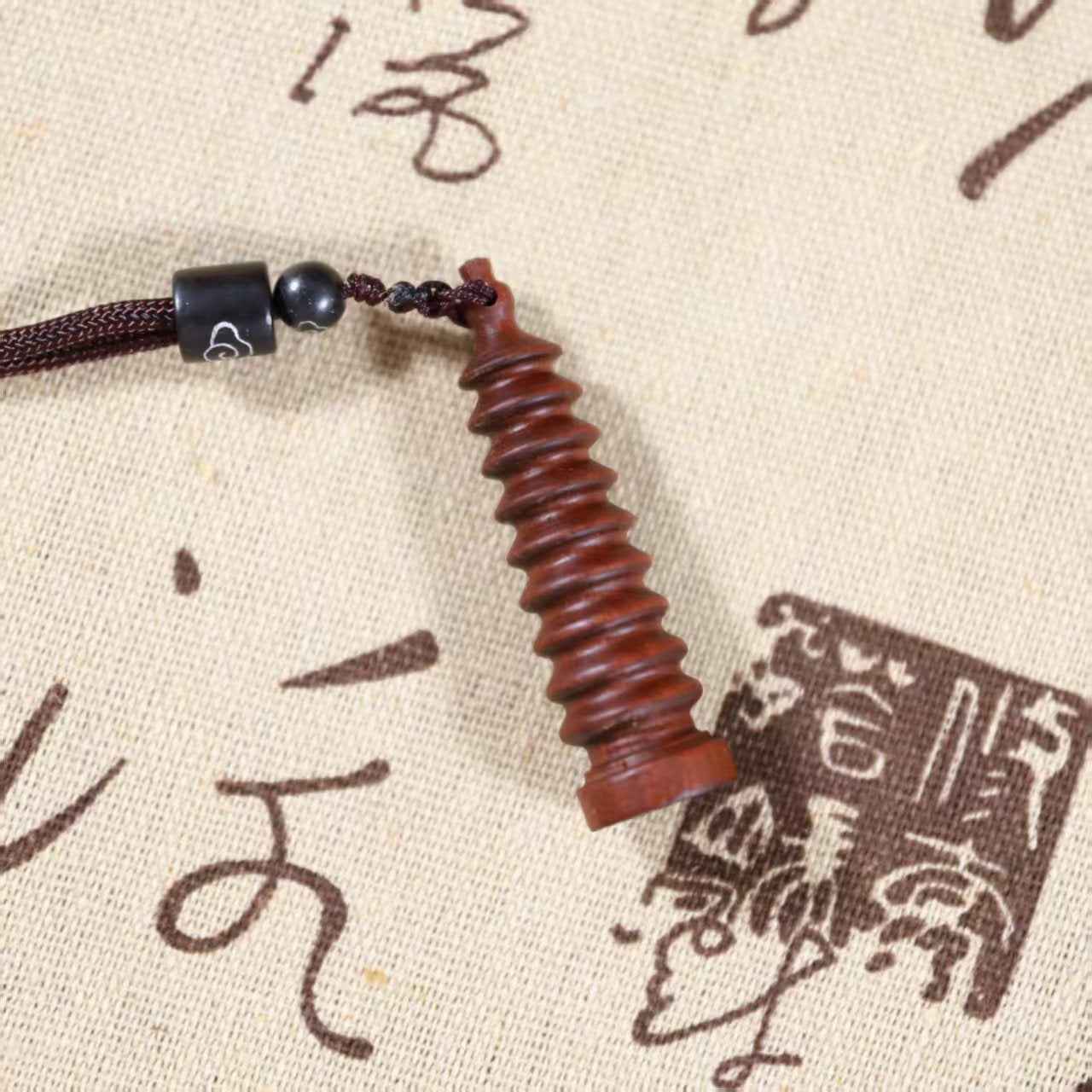 Lightning-Struck Jujube Wood Wenchang Pagoda Pendant – Scholar’s Wisdom & Spiritual Growth
