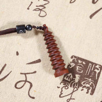 Lightning-Struck Jujube Wood Wenchang Pagoda Pendant – Scholar’s Wisdom & Spiritual Growth