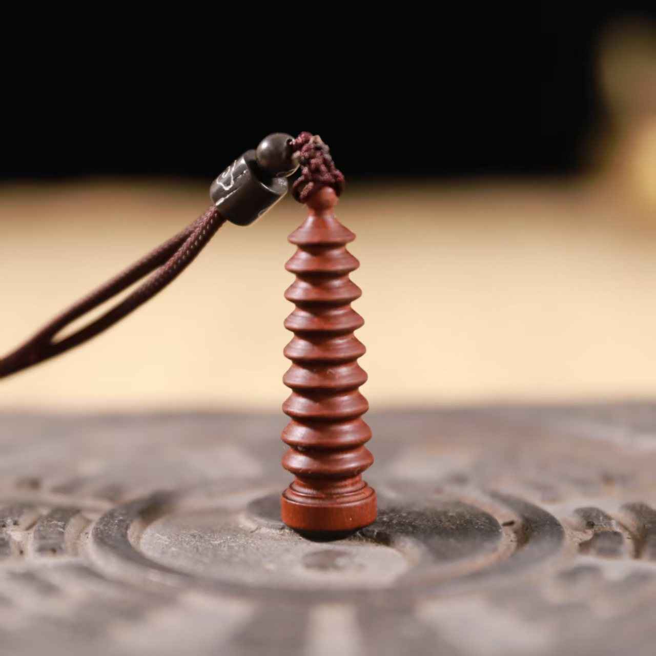 Lightning-Struck Jujube Wood Wenchang Pagoda Pendant – Scholar’s Wisdom & Spiritual Growth