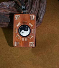 Lightning-Struck Jujube Wood & Silver Inlay Taiji Pendant – Cosmic Harmony & Ancient Wisdom